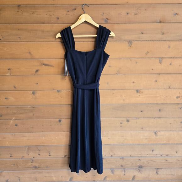 Gal Meets Glam Veronica Cap Sleeve Wide Leg Jumpsuit Black NWT Size 4 Tie Waist - Picture 3 of 6
